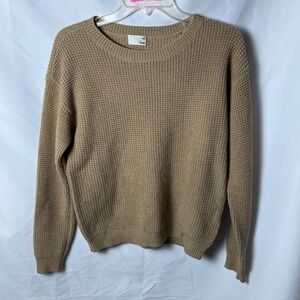 Wilfred Free Tan Waffle Knit Crew Neck Sweater XS Merino Wool Scandi Minimal